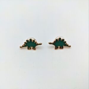 Trendy Seafoam Green Enamel Dinosaur Stud Earrings
